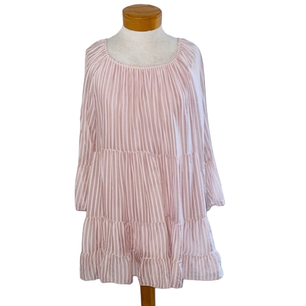 Belle France Sz S Pink Striped Babydoll Top Coquette